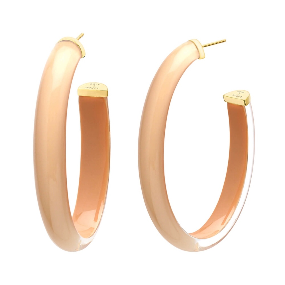 LARGE NUDE OVAL HOOPS BY GOLD & HONEY
